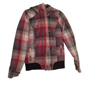 Vans Women's Checkered Plaid Hoodie Sweater Size M Pink Purple White Supercute